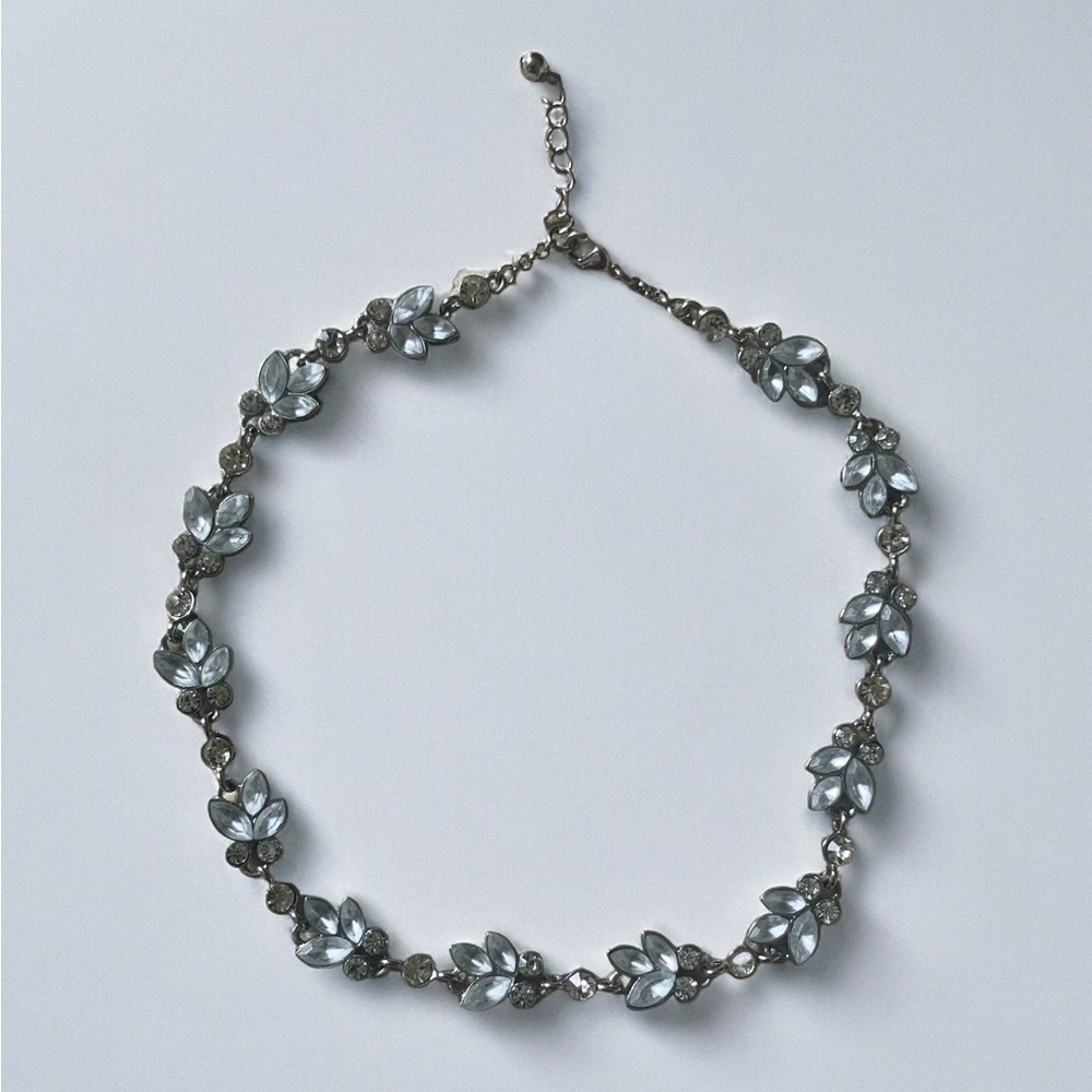 Vintage Rhinestone Flower Choker Necklace